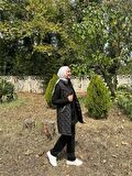Dafne Cepli Eşofman Kolsuz Yelek Beli Lastikli Pantolon Üçlü Takım - 71149 - Siyah