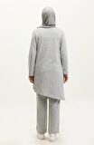 Kruvaze Bisiklet Yaka Sade Basic Tunik Panolon İkili Takım - 03076 - Gri