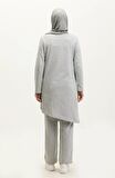 Kruvaze Bisiklet Yaka Sade Basic Tunik Panolon İkili Takım - 03076 - Gri