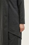 Kruvaze Bisiklet Yaka Sade Basic Tunik Panolon İkili Takım - 03076 - Antrasit