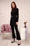 Zincir Kemerli Sade Basic Tunik Pantolon İkili Takım - 70007 - Siyah