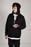 Siyah Iki Iplik Basic Oversize Hırka