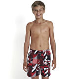 Speedo Leisure 15" Şort Mayo - Siyah/Kırmızı
