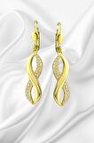 Gümüş  Sonsuzluk Model Zirkon Taşlı Sallantılı Gold  Küpe