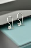 Gümüş 5 mm Zirkon Tek Taş Sallantılı Küpe