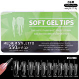 Yeni nesil jel destekli Medium Stiletto tips 550 Adet (55564-02)