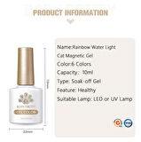 BORN PRETTY 10ml Rainbow Water Light Kedi Gözü Kalıcı Oje RW03 (59708)