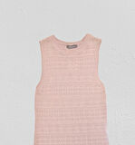 RTD&VLD Kadın Vita-194  Bisiklet Yaka Ajurlu Triko Elbise Pembe