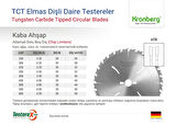 KRONBERG 250x3.2x30mm 24ATB diş Kalın Ağaç Kesici - TCT Elmas Daire Testere (Atlamalı Dolu Boş)