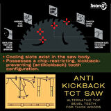 KRONBERG 250x3.2x30mm 24ATB diş Kalın Ağaç Kesici - TCT Elmas Daire Testere (Atlamalı Dolu Boş)