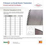 KRABBE 520x3x40mm 300 Papağan diş Chrome Vanadium (CrV) Friksiyon ve Sıcak Kesim Testere Bıçağı