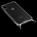 Apple iPhone 7 / 8 Siyah Şeffaf Boyun Omuz Askılı ipli Kordonlu Kılıf