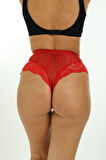 Azze Kırmızı Kadın Çizgili Külot Veronica-k1009