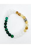 Malakit - Dönüşümlü Sitrin - Necef Doğal Taş Bileklik 8mm Unısex