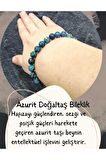 Azurit ( Akik Taş Hediyeli ) Hafıza Güçlendirici / Sezgi Ve Psişik Güç Doğal Taş Bileklik 8 mm