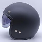 Nikko N313 Yarım Chopper Güneş Vizörlü Kask (Mat Siyah) L