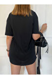 Unısex Düz Renk Basic Oversize Pamuklu Örme Kısa Kollu Bol Kalıp Tshirt