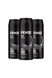 Axe Erkek Deodorant & Bodyspray Black 48 Saat Etkileyici Koku Vücut Spreyi 150 ml X3 Adet