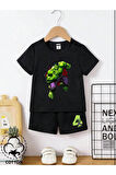 Çocuk Tasarım Hulk Baskılı T-Shirt Şort Alt Üst Takım