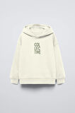 Siyah Kapüşonlu Collective Yazılı Arka Fly Kn It Yazılı Oversize Çocuk Sweatshirt
