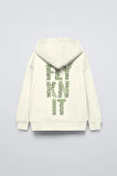 Siyah Kapüşonlu Collective Yazılı Arka Fly Kn It Yazılı Oversize Çocuk Sweatshirt