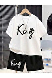 Çocuk Tasarım King Baskılı T-Shirt Şort Alt Üst Takım