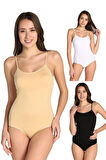 Kadın Karışık Renk 6'lı Paket  İp Askılı likralı Kancalı Çıtçıtlı Body ELF568T0148CCM6