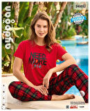 Aydoğan Kadın Kırmızı Viskon Kısa Kollu Pijama Takımı 240052