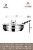 Saphire 26 Cm Paslanmaz Çelik Saplı Cam Kapaklı Tava Sap-4790 Indüksiyon Tabanlı