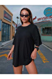 Unisex Baskı Detaylı Oversize Basit T-Shirt