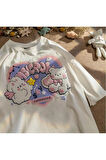 Y2k  Harajuku Cute Beyaz Unisex Oversize T-shirt