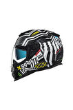 Sx.100 Enıgma Mat Siyah Beyaz Motosiklet Full Face Kask