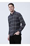 Süvari Klasik Yaka Slim Fit Düz Siyah Erkek Gömlek