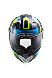 Thunder Racing 1 Kask Mavi Sarı