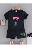 Çocuk Tasarım Brawl Stars 7 Baskılı T-Shirt Şort Alt Üst Takım
