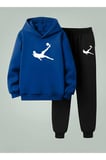 Erkek Çocuk Kapüşonlu Takım FUTBOLCULU Baskılı 3 İplik Şardonlu Sweatshirt - Eşofman Takım