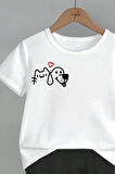 Unisex Çocuk Tasarım Kedi Köpek Baskılı %100 Pamuk T-Shirt Şort Alt Üst Takım