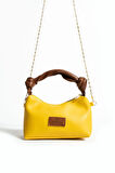 Kadın Soft Deri Düğüm Detaylı Kulplu Zincir Askılı Mini El Omuz Baget Çanta