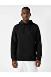 Basic Kapşonlu Sweatshirt Şardonlu