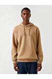 Basic Kapşonlu Sweatshirt Şardonlu