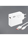 Samsung Galaxy A55 Uyumlu 120W Gan Type-C Kablolu Turbo Ev Tipi Şarj Aleti Salise Gösterir (Orginal Subzero)