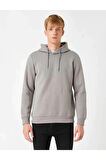 Basic Kapşonlu Sweatshirt Şardonlu