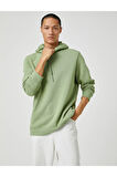 Basic Kapşonlu Sweatshirt Şardonlu