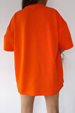 Unisex Zümrüt Yeşili Bisiklet Yaka Pamuk Oversize Boyfriend T-shirt