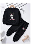 Çocuk Tasarım Kuromi Kalp Baskılı Kapüşonlu Sweatshirt Pamuklu