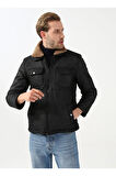 Mono Yaka Slim Fit Kapitone Siyah Erkek Mont Mn2008700287