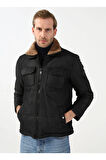 Mono Yaka Slim Fit Kapitone Siyah Erkek Mont Mn2008700287