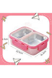 Lunch Box 700 ML Tek Kat İki Bölmeli Metal Kaşıklı Yeni Nesil Beslenme Kutusu Sefer Tası