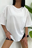 Unisex Pamuk Bisiklet Yaka  Oversize T-shirt