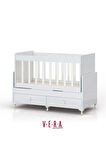 Anne Yanı Sallanır Bebek Beşiği, Sarı Uyku Setli, Yataklı, Çekmeceli 60 x 120